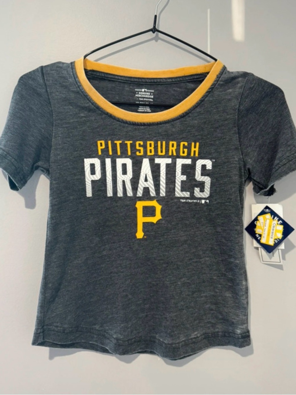 MLB Pittsburgh Pirates Gray and Yellow Kids Short Sleeve Tee